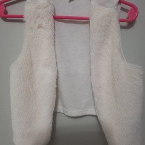Girls white faux fur vest